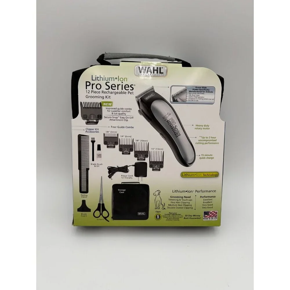 WAHL Pet Clipper Kit Lithium Ion Pro Series Cordless Heavy Duty Model 9177 NEW